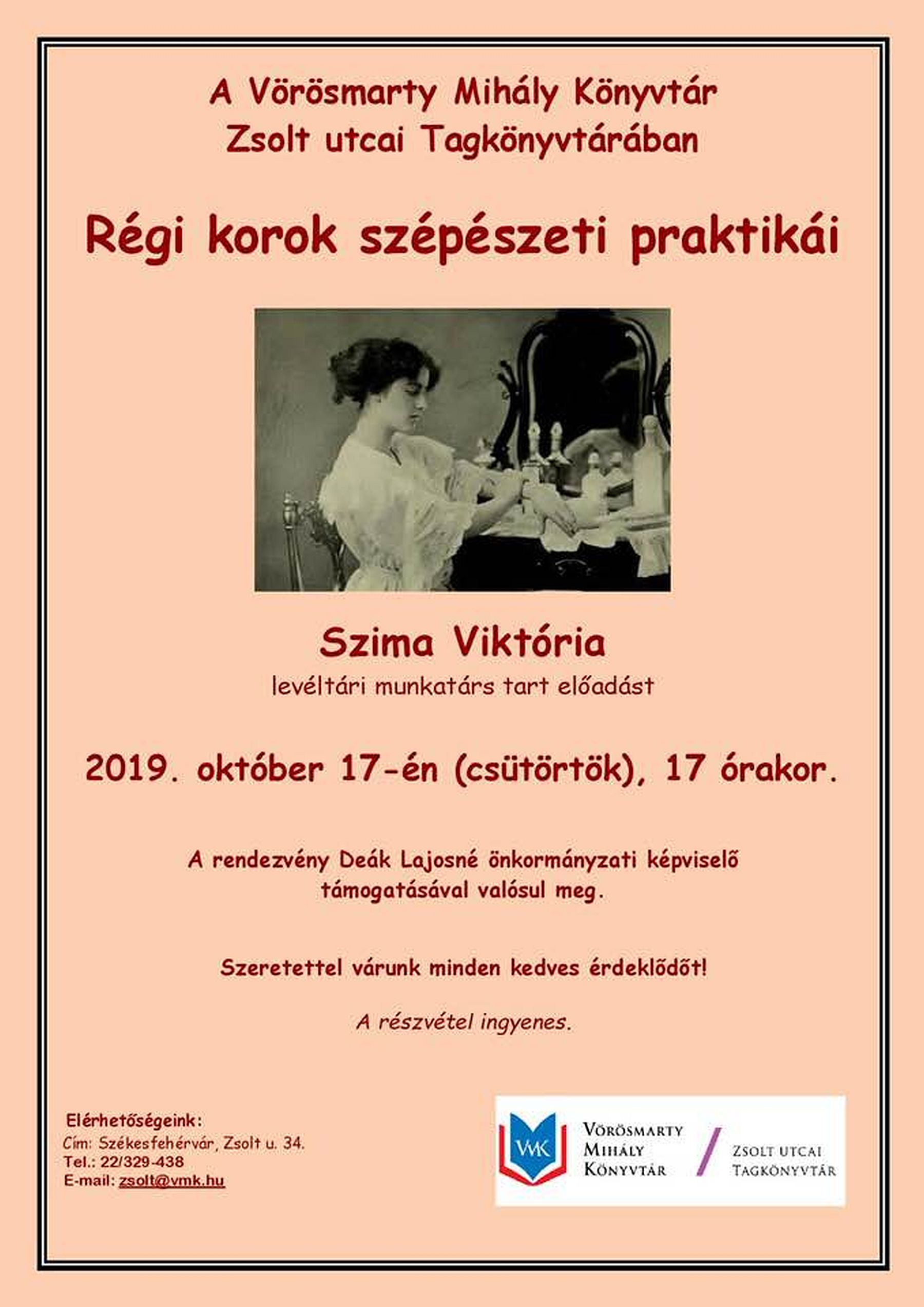 Régi korok szépészeti praktikái - Szima Viktória előadása a Zsolt utcai Tagkönyvtárban